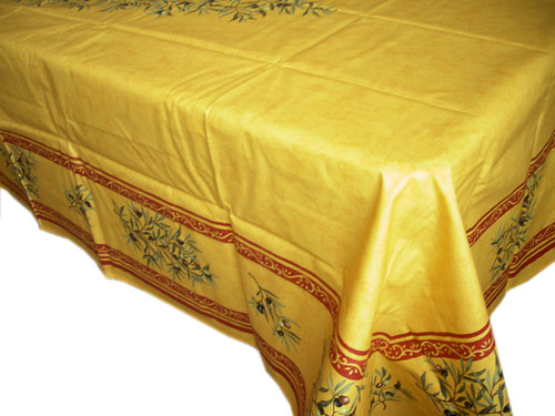 French coated tablecloth (olives 2005. yellow x red)